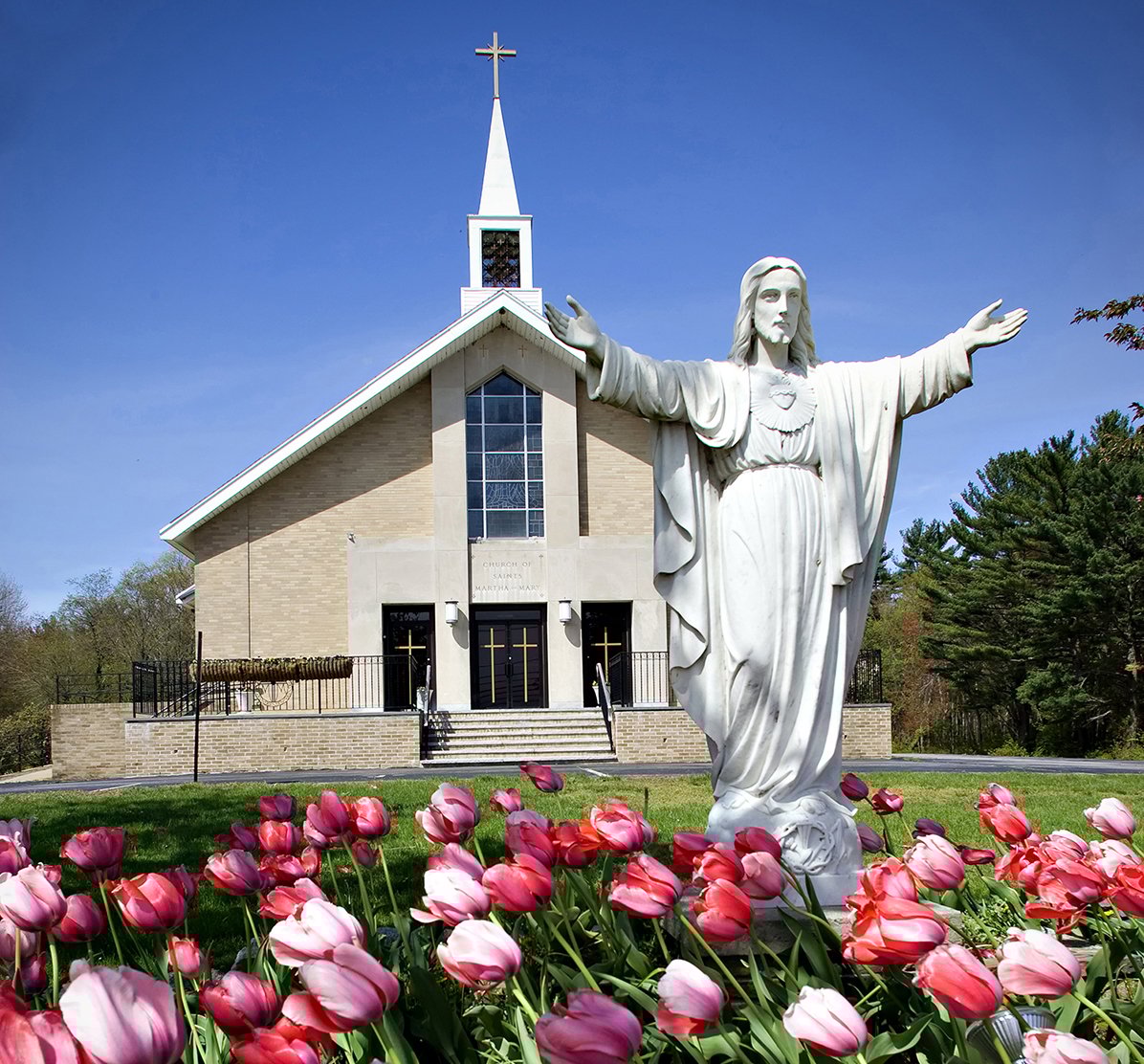 Church with Tulips